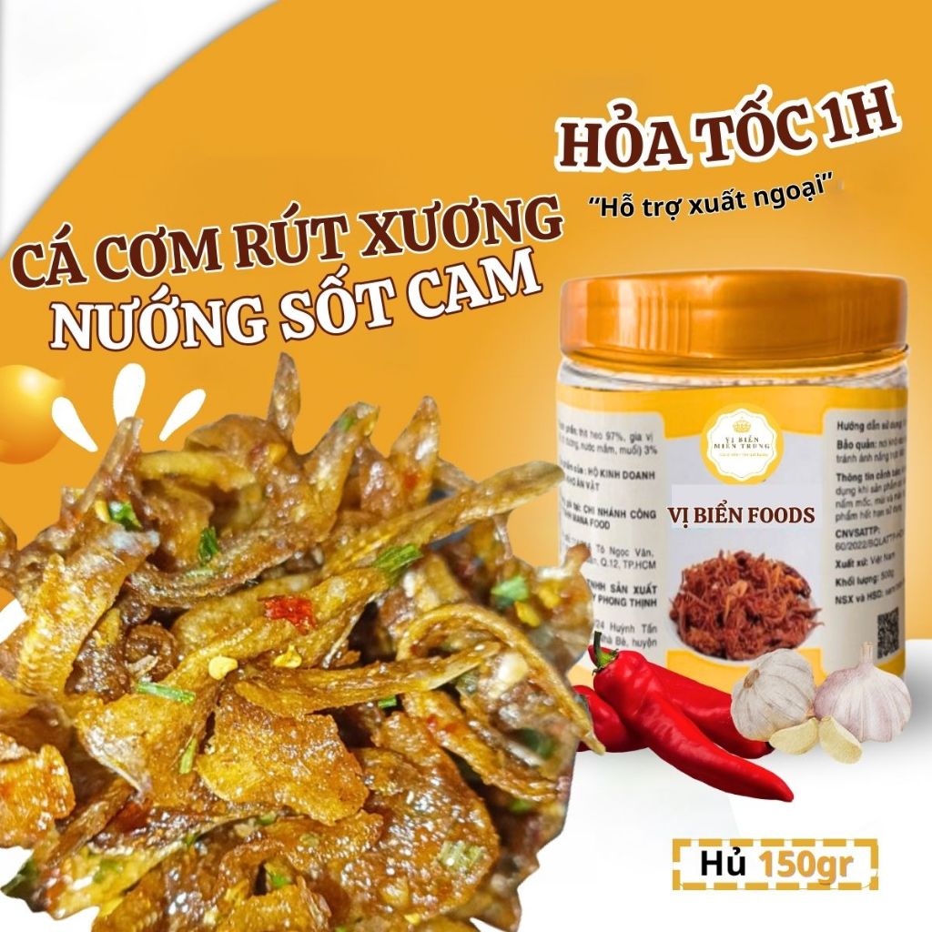 Cá Cơm Rim Rút Xương Nướng Sốt Cam Vị Biển Ăn Kèm Với Cơm Nóng Hủ 150gr