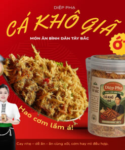 Cá Khô Giã Ớt Cay Nhẹ (200g) – Giã Tay Thơm Ngon Ăn Liền, Hợp Cơm Xôi, Tiện Mang Đi
