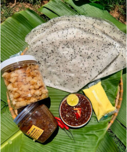 Combo bánh tráng cuốn nướng + mắm ruốc + bơ + bánh mì chiên
