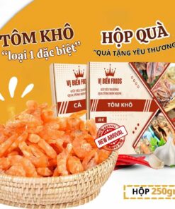 [Hộp Quà Tặng] Tôm Khô Loại 1 Vị Biển Hút Chân Không 250gr Quà Tặng Xuất Ngoại