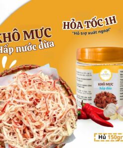 Mực Khô Hấp Nước Cốt Dừa Xé Sợi Vị Biển, Đồ Ăn Vặt Ngon Giá Rẻ Hủ PET 130GR Thực Phẩm Ăn Liền