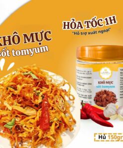 Mực Xé Sợi Sốt TomYum Vị Biển Miền Trung, Đồ Ăn Vặt Ngon Rẻ Hủ PET 130GR Thực Phẩm Ăn Liền